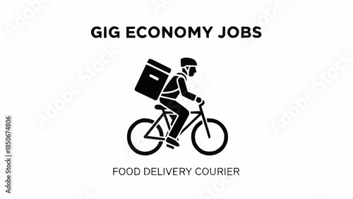 Gig Economy Food Delivery Courier on Bicycle.
