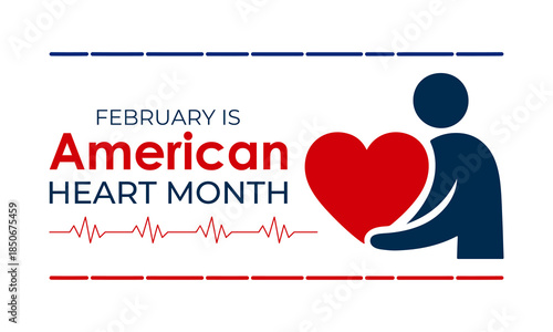 Vector design template for American Heart Month posters, banners, and cards. American heart month is observed every year in February. Vector illustration.