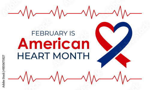 Vector design template for American Heart Month posters, banners, and cards. American heart month is observed every year in February. Vector illustration.