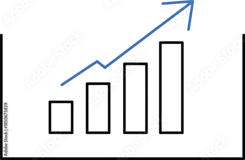Increasing business growth chart with upward trend line