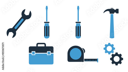 Set of construction tools and equipment