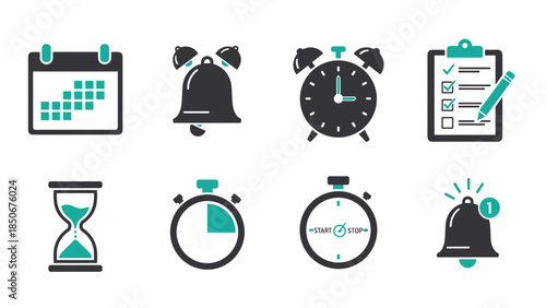 Collection of alarm clocks and reminders for time management