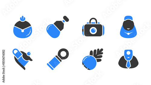 Collection of icons representing science research and technology