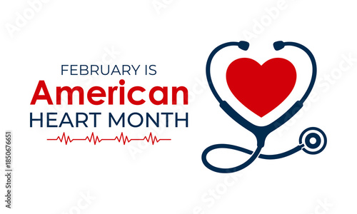 Vector design template for American Heart Month posters, banners, and cards. American heart month is observed every year in February. Vector illustration.
