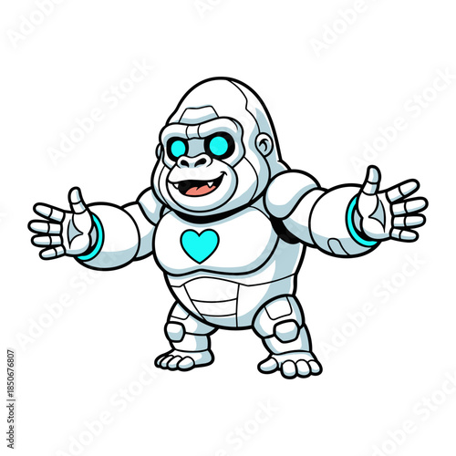 Cute Friendly Robot Gorila Cartoon Character