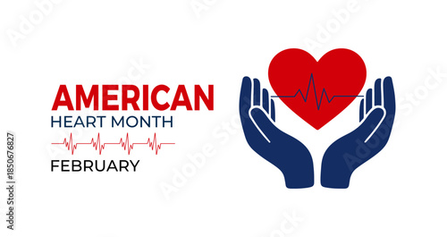 Vector design template for American Heart Month posters, banners, and cards. American heart month is observed every year in February. Vector illustration.