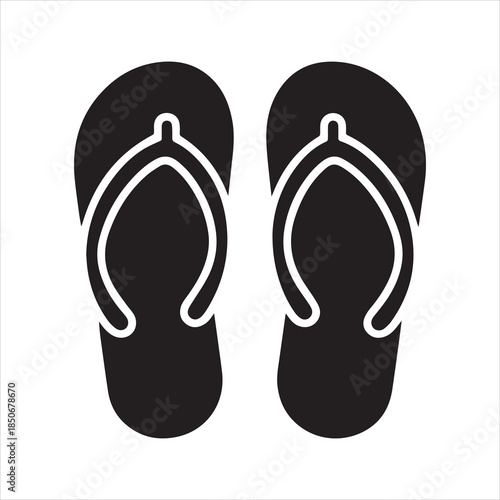 pair of black flip flops glyph icon