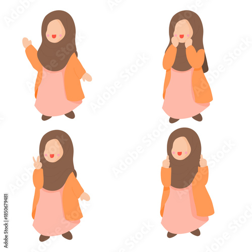 Beautiful Faceless Muslim Character Set
