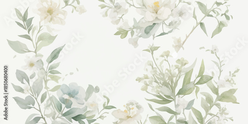 Elegant Watercolor Floral Clipart Set with Soft Romantic Style