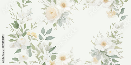 Minimal Botanical Watercolor Floral Clipart Set for Wedding Stationery