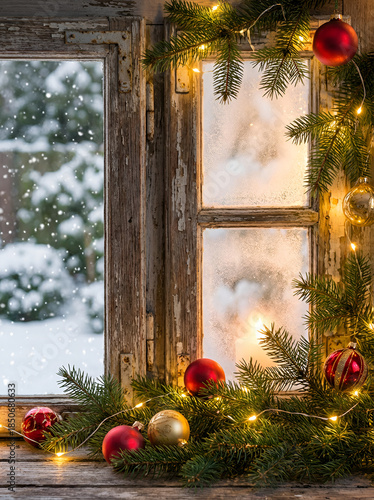Cozy Christmas Window with Decorations
