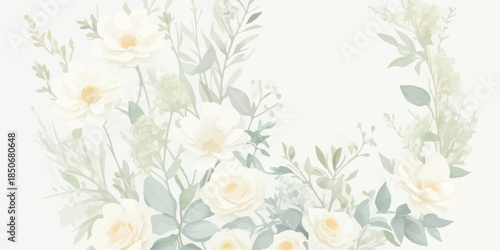 Watercolor Floral Clipart Set with Butter Yellow and Dusty Blue Accents