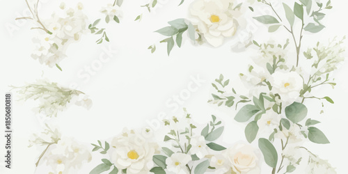 Soft Botanical Watercolor Floral Clipart Set Isolated Elements