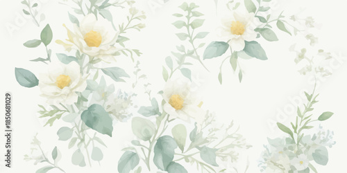 Romantic Botanical Watercolor Floral Clipart Collection
