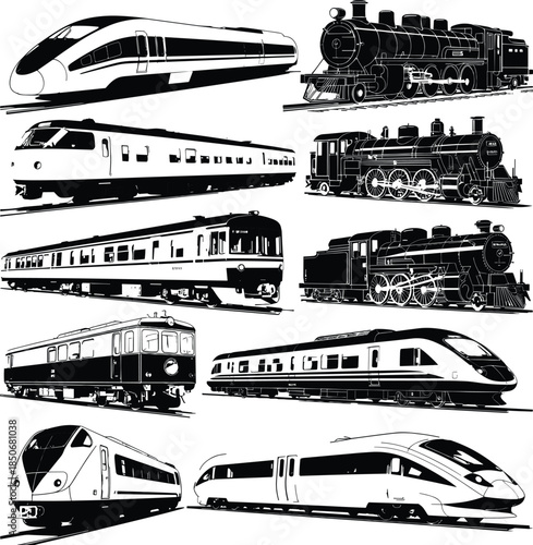 Black and white train on railway tracks locomotive