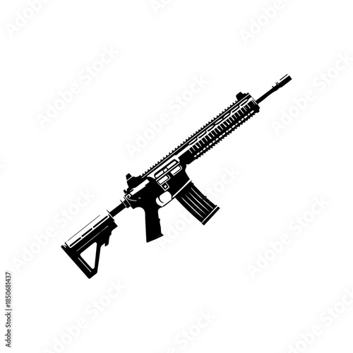 Sniper Gun 35 Vector Illustration – Modern Tactical Sniper Rifle with Scope