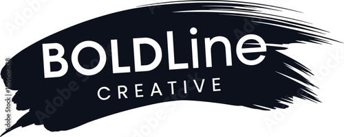 Bold brush stroke banner logo with modern typography for creative studio branding, marketing identity, and professional design use