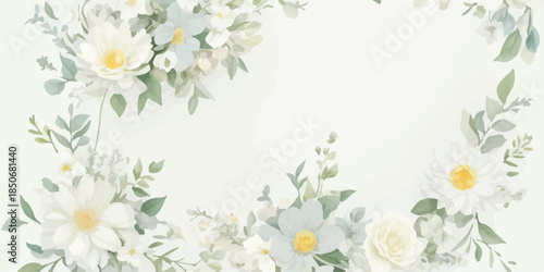 Watercolor Floral Clipart Collection with Ivory and Sage Green Tones
