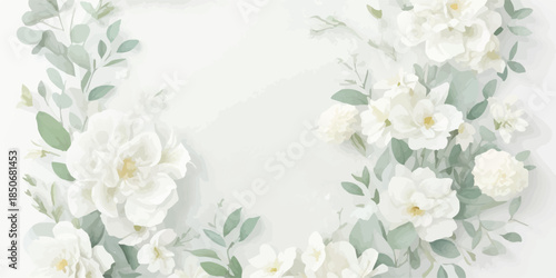 Watercolor Floral Clipart Collection with Ivory and Sage Green Tones