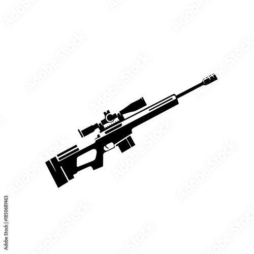 Sniper Gun 36 Vector Illustration – Realistic Military Sniper Rifle with Scope