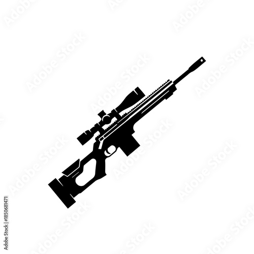 Sniper Gun 39 Vector Illustration – Tactical Military Sniper Rifle with Scope