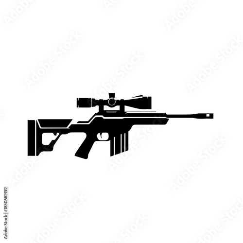 Sniper Gun 40 Vector Illustration – Modern Tactical Sniper Rifle with Scope