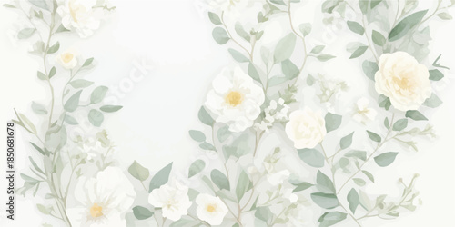 Soft Pastel Watercolor Floral Clipart Set with Botanical Elements