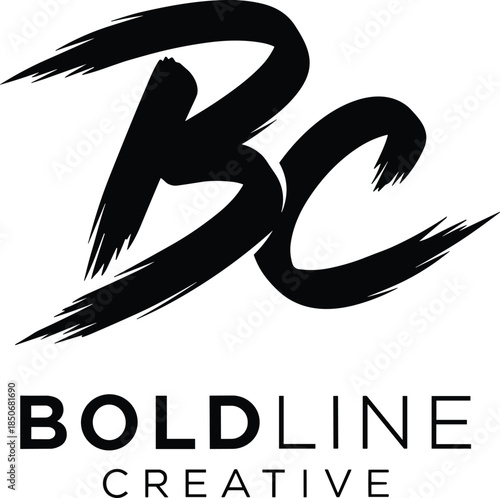 Boldline Creative BC Letter Logo Vector Illustration Featuring Modern Brush Stroke Typography For Branding Identity Design