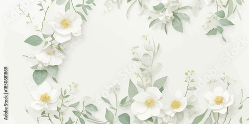 Minimal Watercolor Floral Clipart Set with Soft Neutral Colors