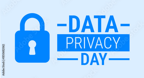 Data Privacy Day background, banner, card or poster design template is observed every year during January, to raise awareness about the mission. Vector illustration.