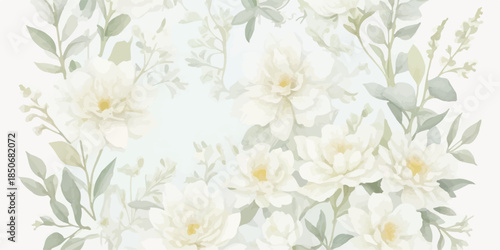 Hand Painted Watercolor Floral Clipart Set on Transparent Background