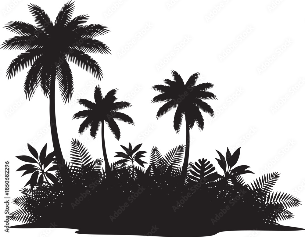 Fototapeta premium Exotic Tropical Palm Trees Silhouette Summer Vacation Background