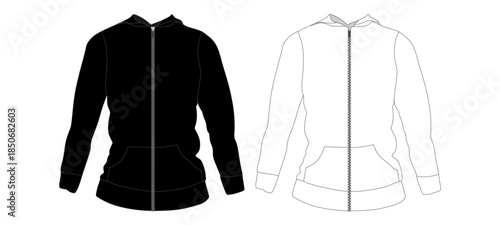 Ladies Hoodie Mockup Template Vector