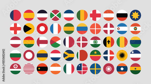 A collection of international flags displayed in a grid pattern on a neutral background