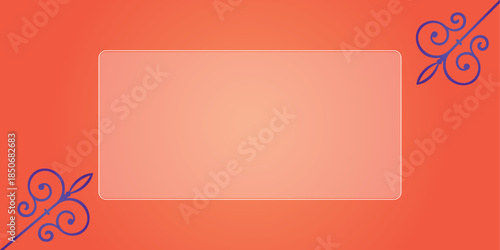 Decorative green gradient background with floral corner elements, elegant purple flower accents, rounded rectangle frame, modern ornamental design, creative greeting card style layout, soft vibrant co