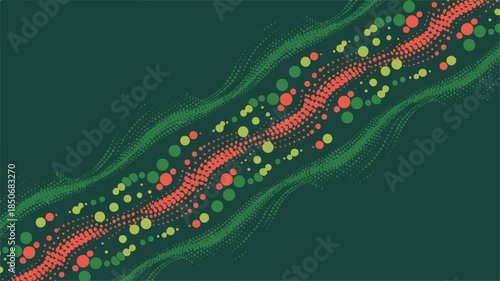 A seamless pattern design featuring modern elements and abstract shapes in a digital illustration