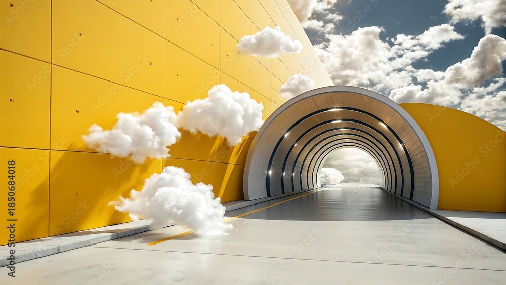 custom made wallpaper toronto digital3D render abstract minimal yellow background with geometric shapes with shadow. AI GENERATED.
