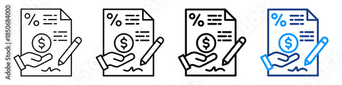 Loan Application Icon Different Style Outline Collection Set.