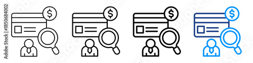 Credit Analysis Icon Different Style Outline Collection Set.