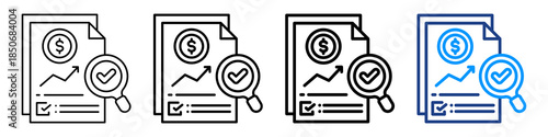 Income Verification Icon Different Style Outline Collection Set.