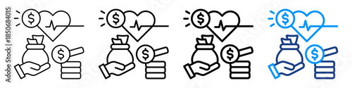 Financial Health Icon Different Style Outline Collection Set.