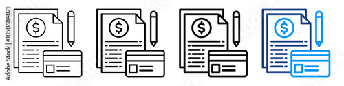 Credit Report Icon Different Style Outline Collection Set.