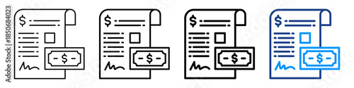 Payment Record Icon Different Style Outline Collection Set.