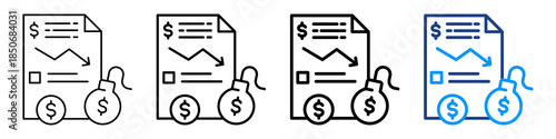 Debt Report Icon Different Style Outline Collection Set.