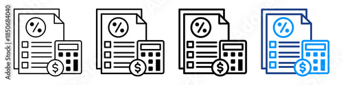 Loan Calculator Icon Different Style Outline Collection Set.