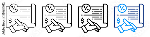 Debt Check Icon Different Style Outline Collection Set.