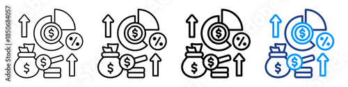 Income Ratio Icon Different Style Outline Collection Set.