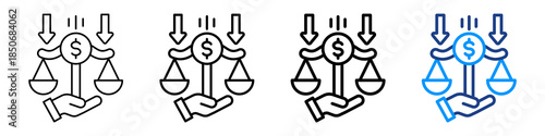 Income Stability Icon Different Style Outline Collection Set.