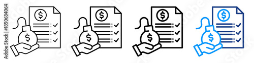 Debt Status Icon Different Style Outline Collection Set.