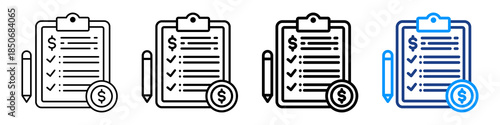 Debt Summary Icon Different Style Outline Collection Set.